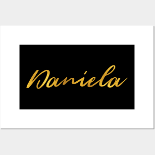 Daniela Name Hand Lettering in Faux Gold Letters Posters and Art